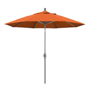 9 ft. Hammertone Grey Aluminum Market Patio Umbrella with Collar Tilt Crank Lift in Tuscan Pacifica