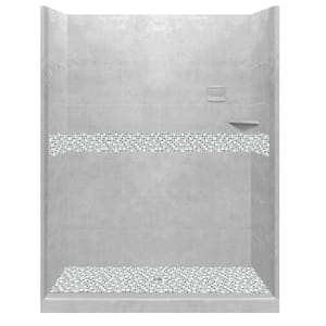 Del Mar 60 in. L x 34 in. W x 80 in. H Center Drain Alcove Shower Kit with Shower Wall and Shower Pan in Portland Cement