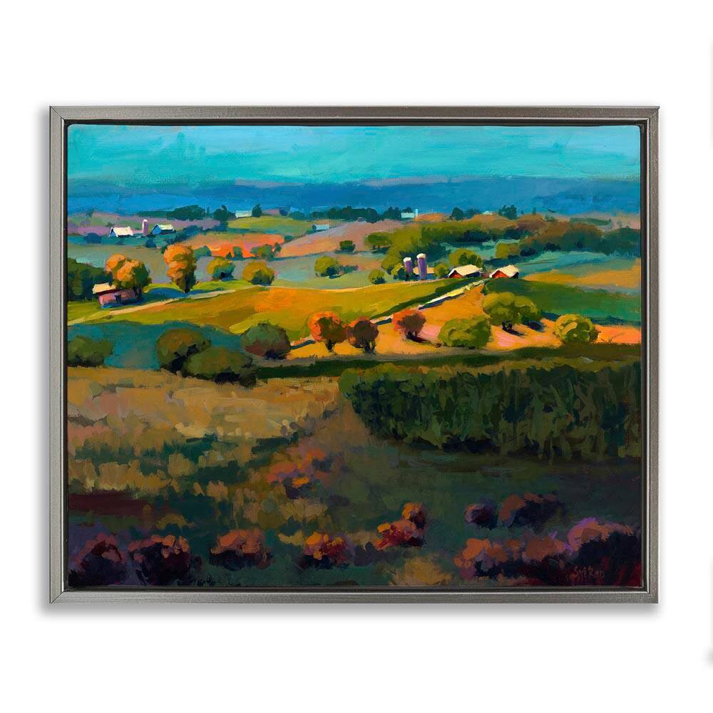 Countryside Farms Landscape by Sri Rao Gray Floater Frame Nature Graphic Art Print 17 in. x 21 in. price history on PriceWatchPro