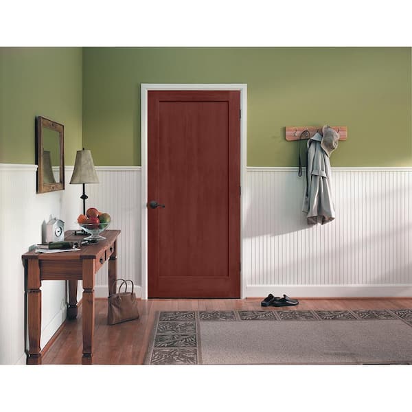 30 in. x 80 in. Madison Amaretto Stain Left-Hand Molded Composite Single Prehung Interior Door