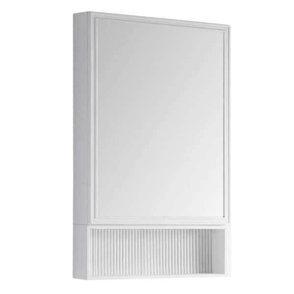 FINE FIXTURES Dakota 21 in. W x 33 in. H Medium Rectangular White Wooden Surface Mount Medicine Cabinet with Mirror