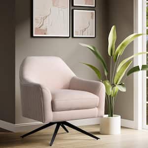 Fresno Blush Pink Polyester Accent Chair with Swivel Base