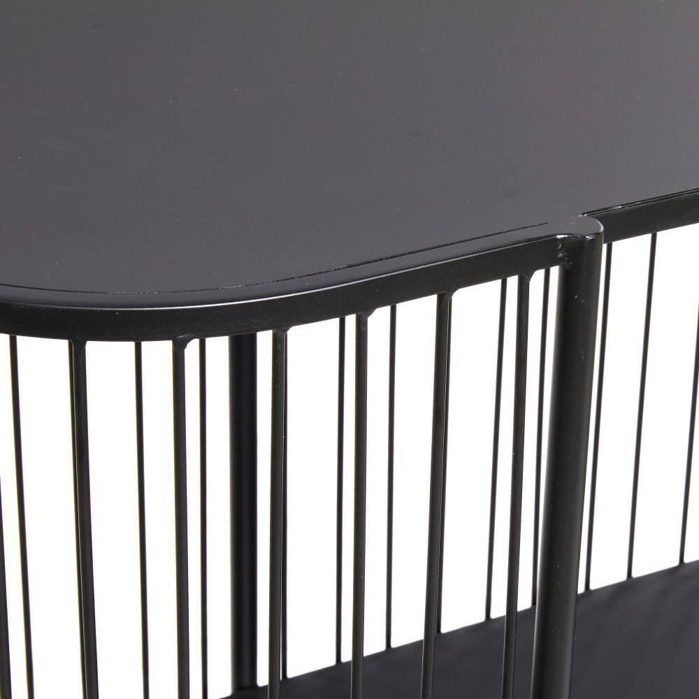 Sleek Black Metal Console Table with Dual Storage Shelves