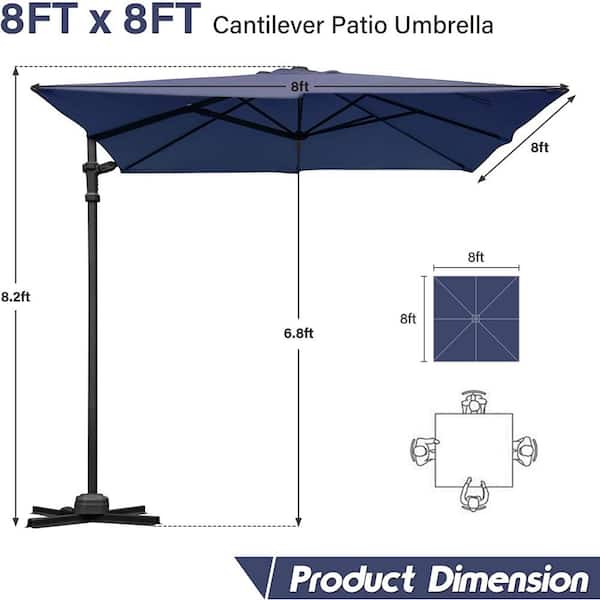 Unbranded 8 ft. Canopy Cantilever Patio Umbrella in Blue