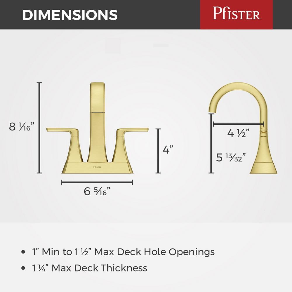 Brushed Gold Metal 2-Handle Centerset Bathroom Faucet