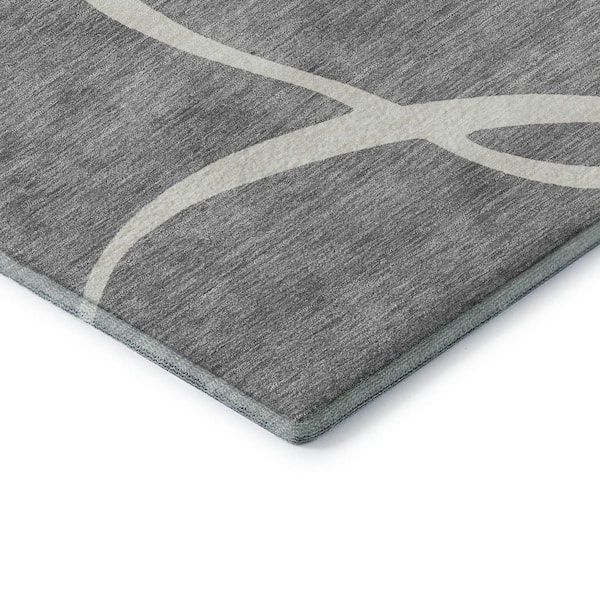 Mayfield Premium Machine Washable Abstract AMF999 Gray 3 ft. x 5 ft. Area Rug