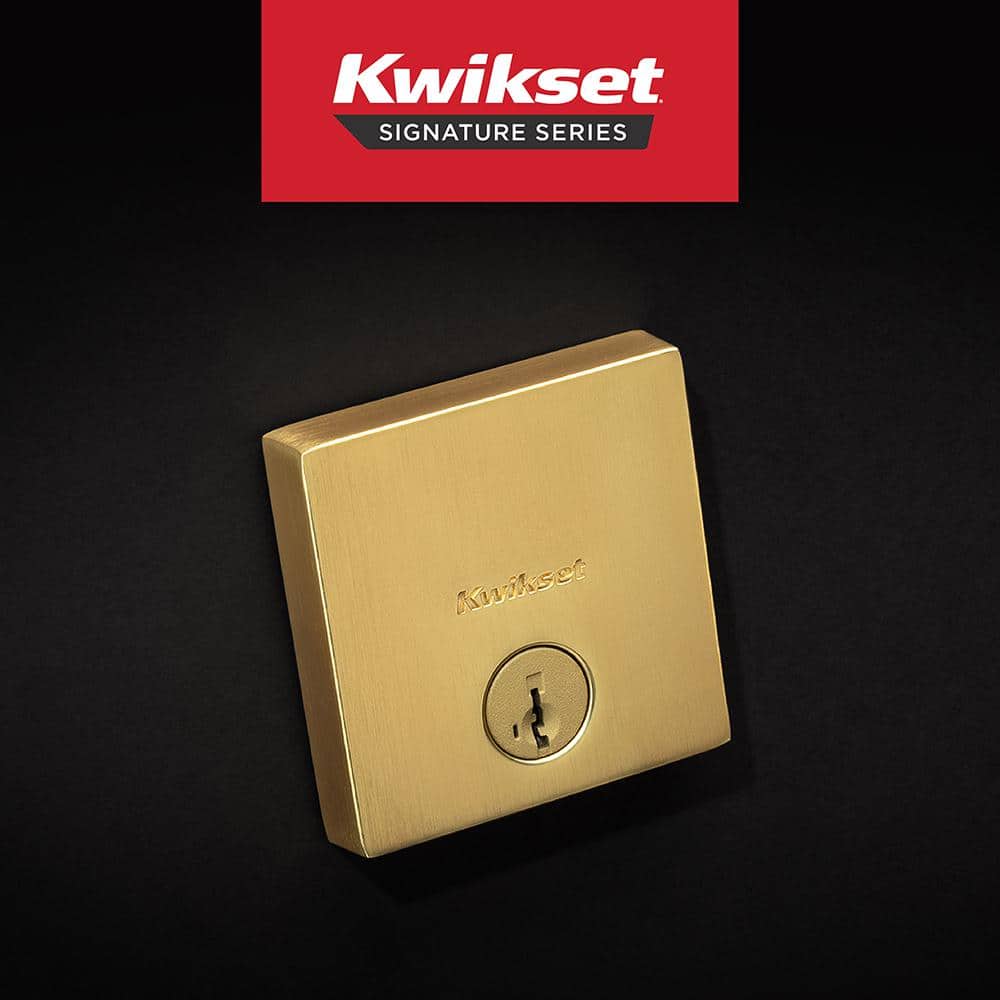 Satin Brass Square Single Cylinder Deadbolt Lock
