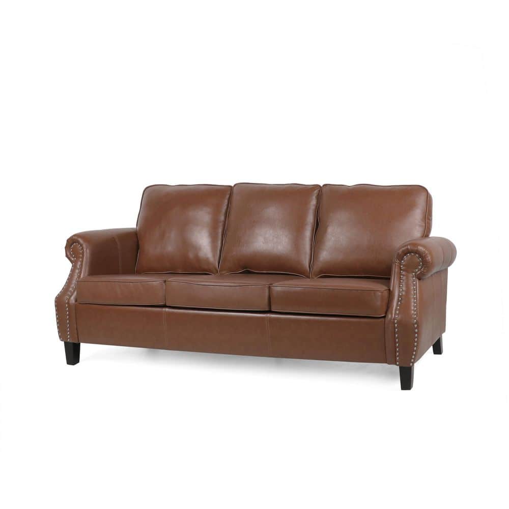 Noble House Amedou 80 in. Rolled Arm 3-Seater Removable Covers Sofa in ...