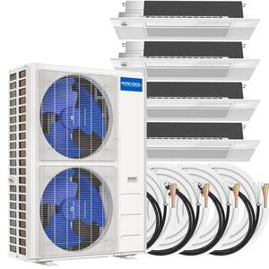 DIY 48,000 BTU 4-Ton 4-Zone 20.5 SEER Ductless Mini-Split AC and Heat Pump with Cassettes 9K+9K+12K+18K & 35,35,35,50ft