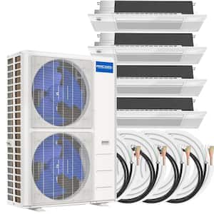 DIY 48,000 BTU 4-Ton 4-Zone 20.5 SEER Ductless Mini-Split AC and Heat Pump with Cassettes 4-12K & 25,50,66,75ft