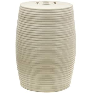 Beige Ribbed Porcelain Ottoman