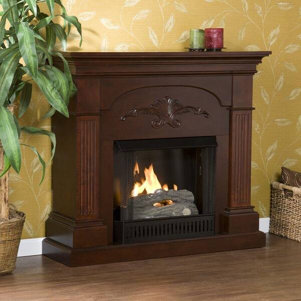 Southern Enterprises Sicilian Harvest 45 in. Gel Fuel Fireplace in Mahogany