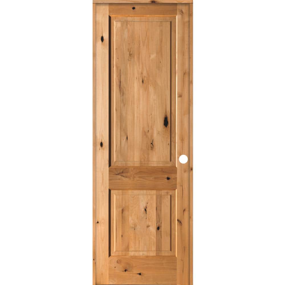 32 in. x 96 in. Rustic Knotty Alder Wood 2 Panel Square Top Left-Hand/Inswing Clear Stain Single Prehung Interior Door price history on PriceWatchPro