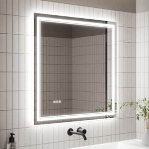 36 in. W x 36 in. H Rectangular Frameless Anti-Fog Front, Back LED Color-Adjustment Wall Bathroom Vanity Mirror in White