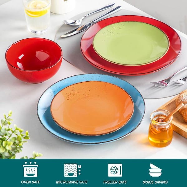 vancasso 12-Piece Assorted Colors Stoneware Dinnerware Set Service