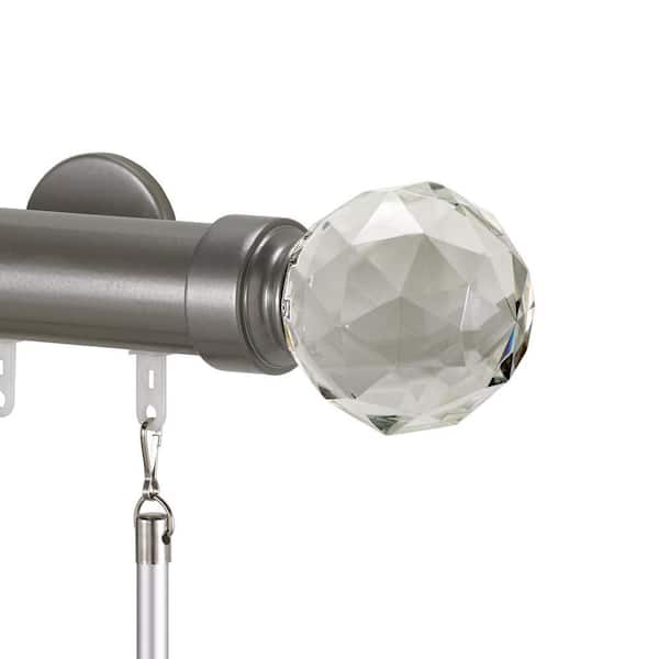 Tekno 40 96 in. Non-Adjustable 1.5 in. Single Traverse Window Curtain Rod Set in Antique Silver with Garibaldi Finial