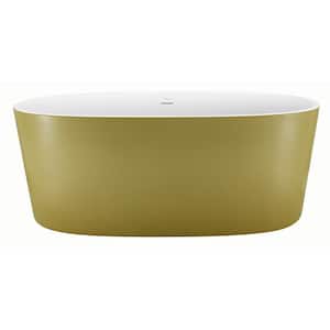 63 in. Acrylic Double Ended Flatbottom Non-Whirlpool Bathtub Freestanding Soaking Bathtub in Matte Gold
