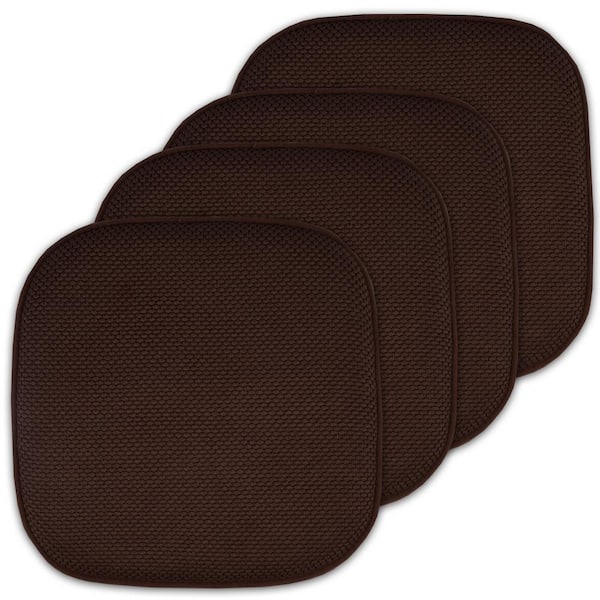 Sweet Home Collection Honeycomb Memory Foam Square 16 in. W x 16 in. D Non-Slip Back Chair Cushion, Brown (4-Pack)