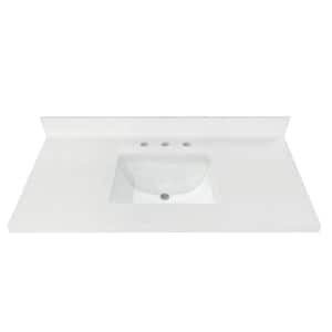 49 in. W x 22 in D Quartz White Rectangular Single Sink Vanity Top in Snow White