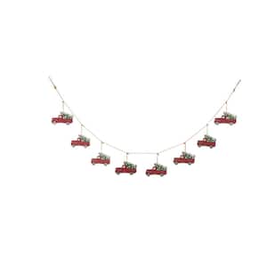 5.9 ft. L Metal Red Truck Garland