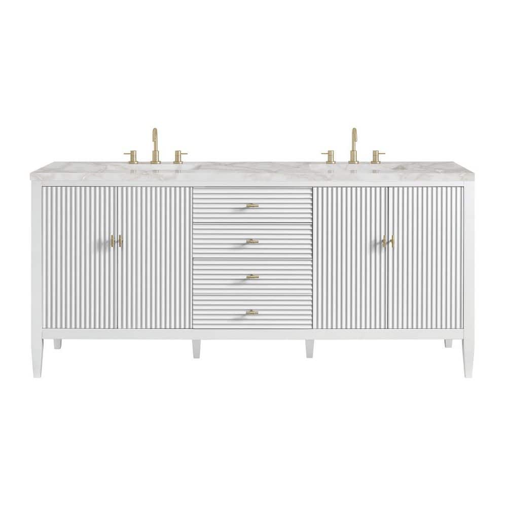 Myrrin 72.0 in. Double Bath Vanity in Bright White with Wireless Charging Victorian Silver Quartz Top price history on PriceWatchPro