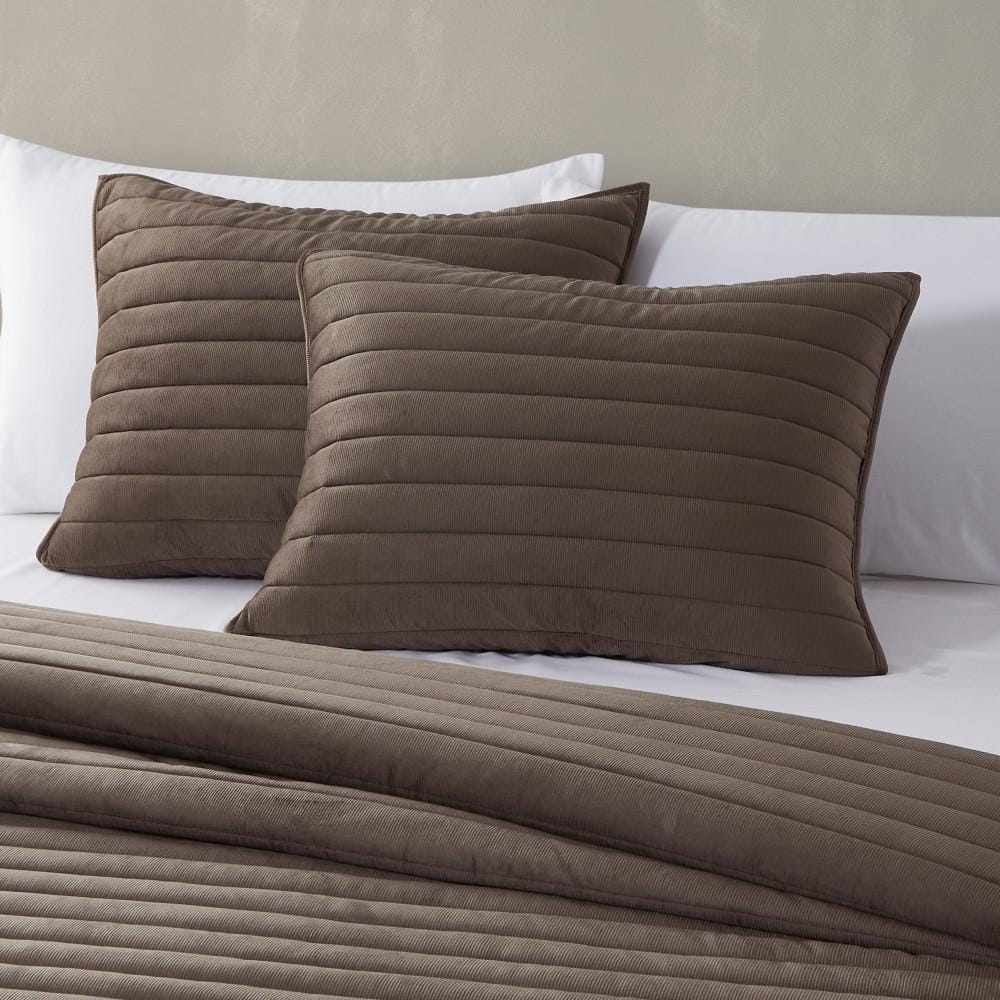 Mocha Cotton Full Quilt Set with Shams