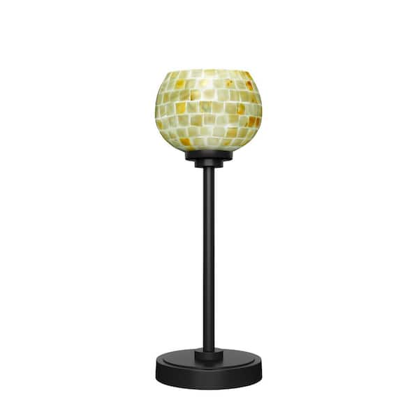 Unbranded Quincy 16 in. Matte Black Accent Lamp with Seashell Glass Shade