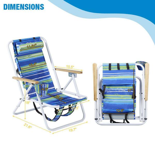 Sunocity Blue Metal Lawn Chair with Frame 600D Oxford Fabric and
