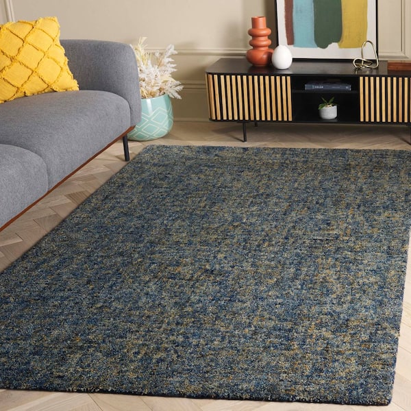 Gabbeh 6 ft. x 6 ft. Dark Blue/Beige Solid Square Area Rug