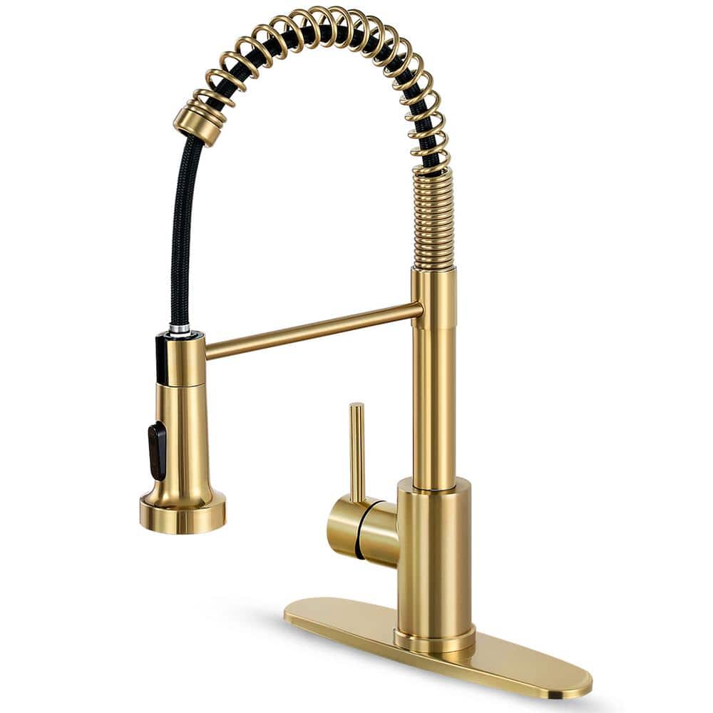 Single Handle Kitchen Faucet Pull Down Sprayer Kitchen Faucet with Deck Pla