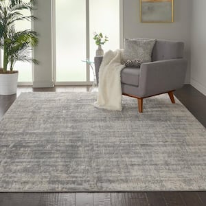 Rustic Textures Ivory/Silver 9 ft. x 13 ft. Abstract Contemporary Area Rug