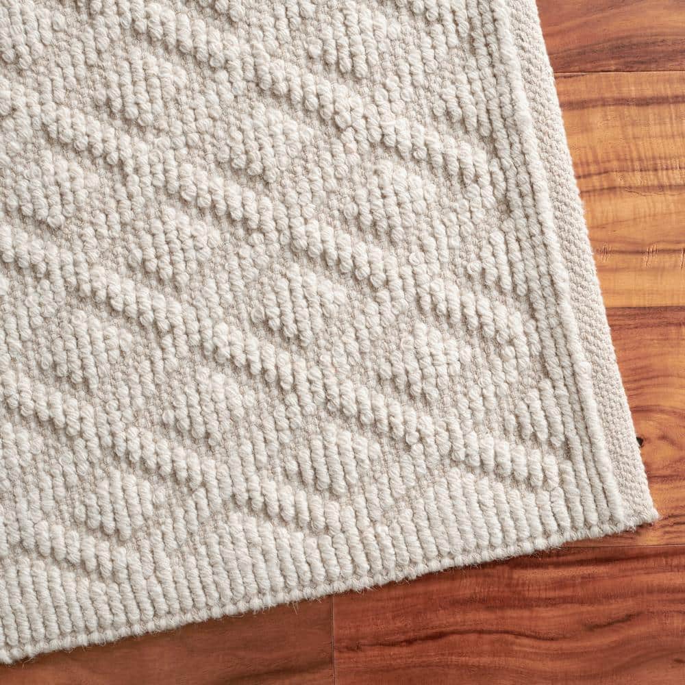 Ivory Geometric Tufted Wool Runner Rug 2'3" x 8'