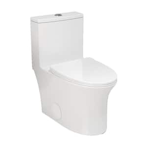 1-Piece 1.1/1.60 GPF Powerful Dual-Flush Elongated Toilet in Glossy White, CUPC Certified, Seat Included