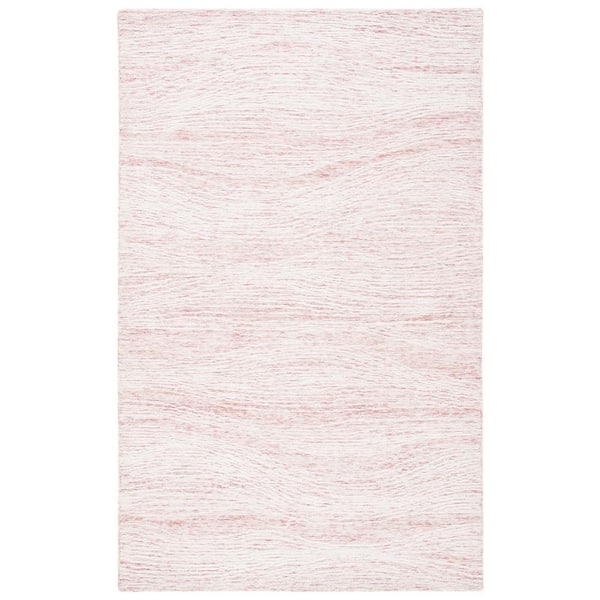 Metro Pink/Ivory 4 ft. x 6 ft. Abstract Waves Area Rug