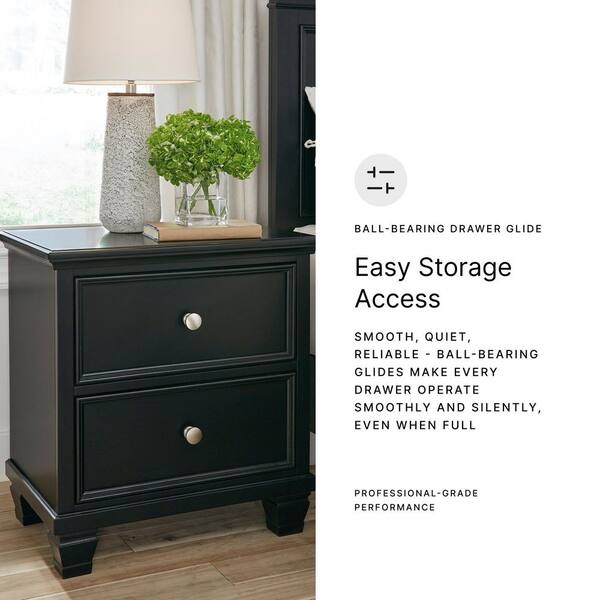 Signature DESIGN BY ASHLEY Lanolee Black 2 Drawers 25.13 in. W