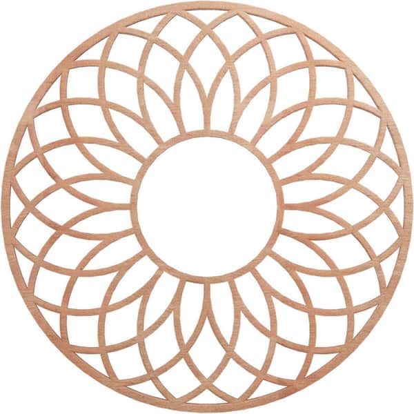 Ekena Millwork 24 in. x 24 in. x 1/4 in. Cannes Wood Fretwork Pierced Ceiling Medallion, Cherry