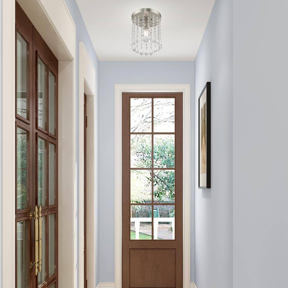 Elizabeth Brushed Nickel Ceiling Light with Clear Crystal Shade