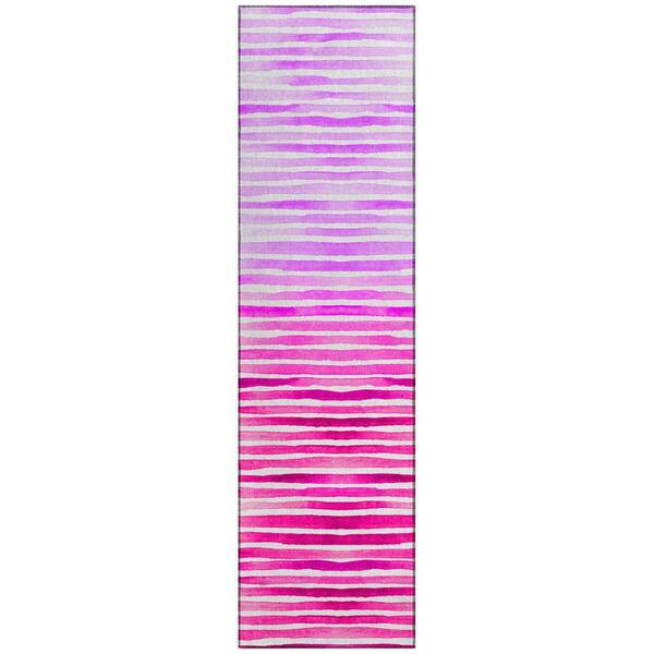 Surfside 2 ft. 3 in. x 7 ft. 6 in. Pink Geometric Indoor/Outdoor Area Rug