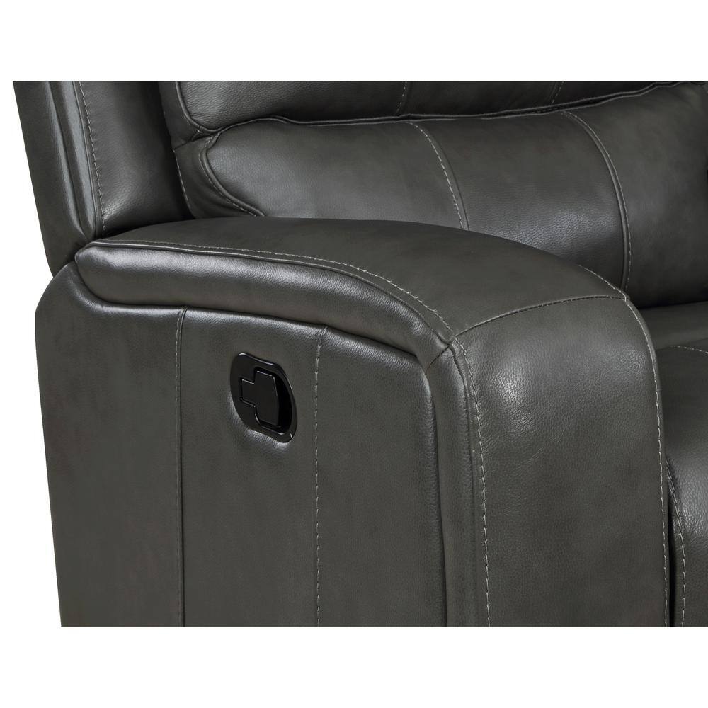 Dark Gray Leather Reclining Sofa with Track Arms