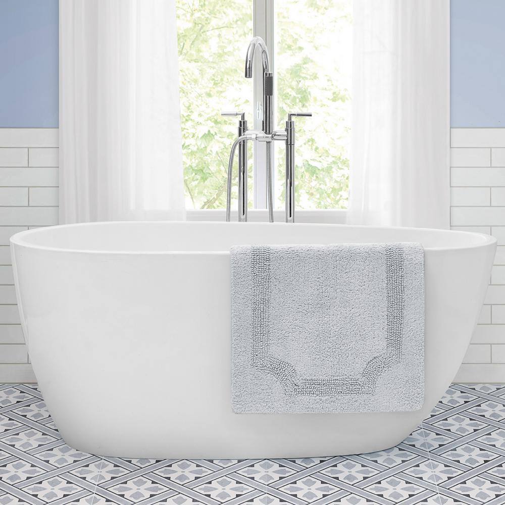 Reversible Off-White Cotton Bath Mat Set, 2-Piece