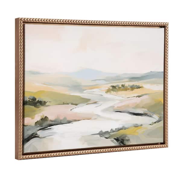 Abstract Nature Landscape Framed Canvas Wall Art 1-Piece Gold Framed Canvas Art Print, 18.00 in. x 24.00 in.
