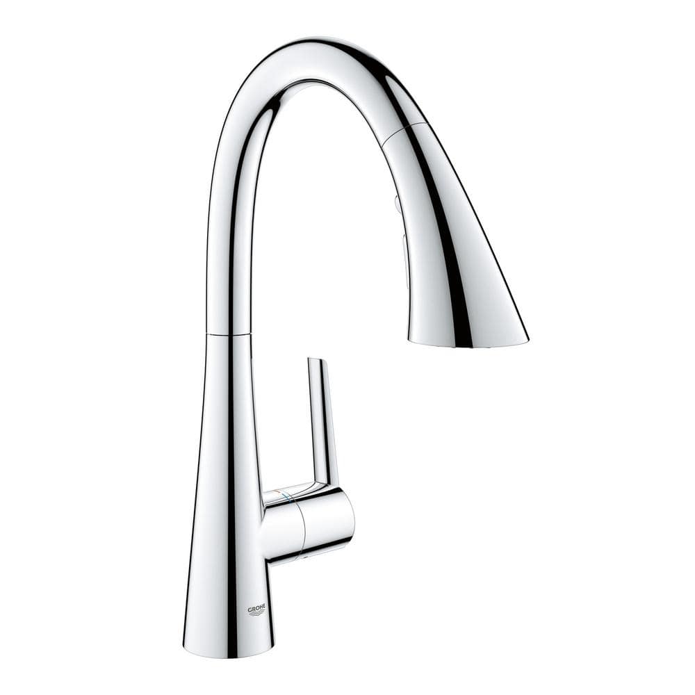 Chrome Modern Pull-Down Kitchen Faucet with Spray