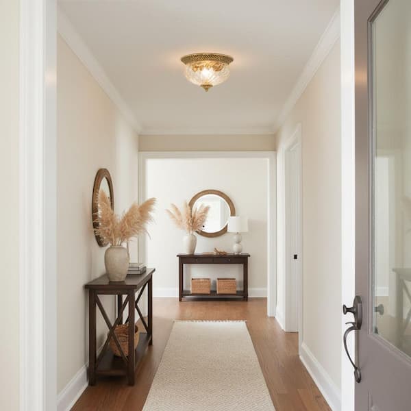 HINKLEY Plantation 12 in. 2-Light Burnished Brass Flush Mount