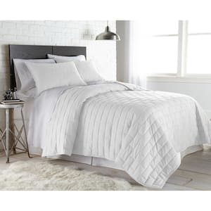 Brickyard Microfiber White King Quilt and Sham Set