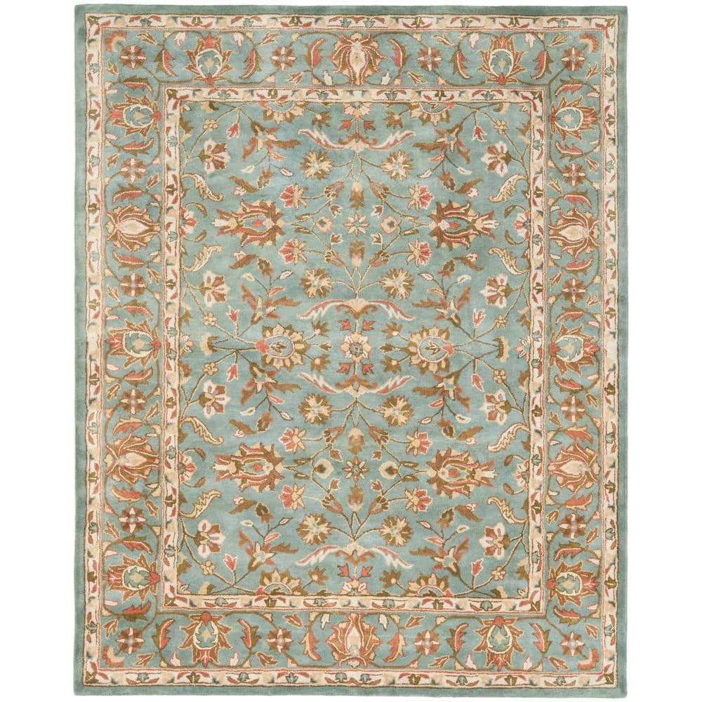 Blue 6' x 9' Hand-Tufted Wool Traditional Area Rug
