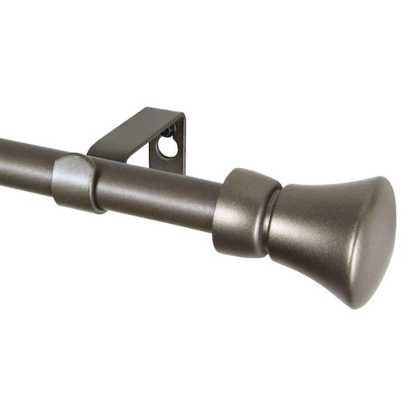 Rod Desyne 84 in. - 120 in. Telescoping 5/8 in. Antique Gold Single Curtain Rod Kit with Cora Finial