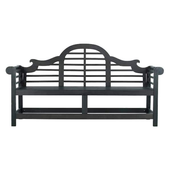 SAFAVIEH Khara 76.8 in. 3-Person Dark Slate Gray Acacia Wood Outdoor Bench
