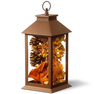 15 in. Autumn Lantern Decor with LED Lights