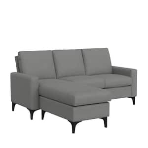 Matthew 76 in. Square Arm Polyester Modern Rectangle Sectional Gray