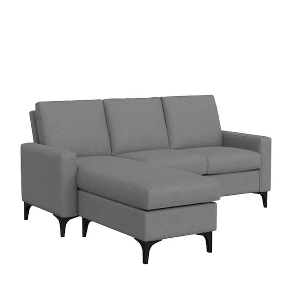 Hillsdale Furniture Matthew 76 in. Square Arm Polyester Modern Rectangle Sectional Gray